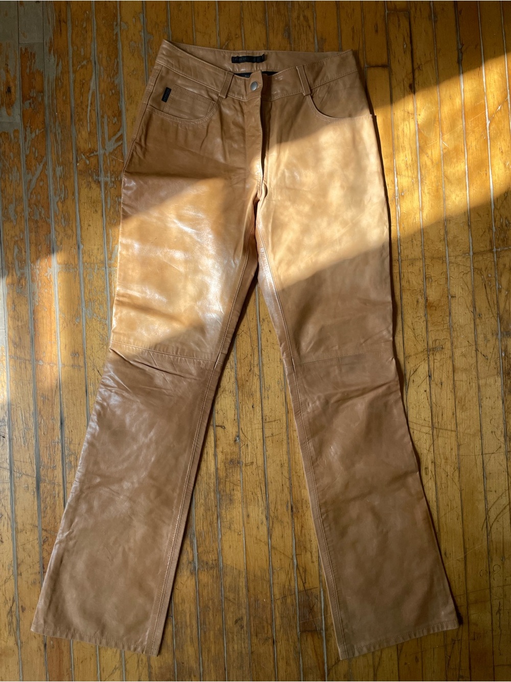 Vintage Y2K Caramel Leather Flare Pants